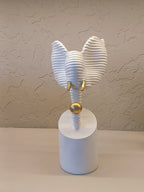 Modern Abstract Sculpture of An Elephant Head Crafted in A Ribbed White Finish