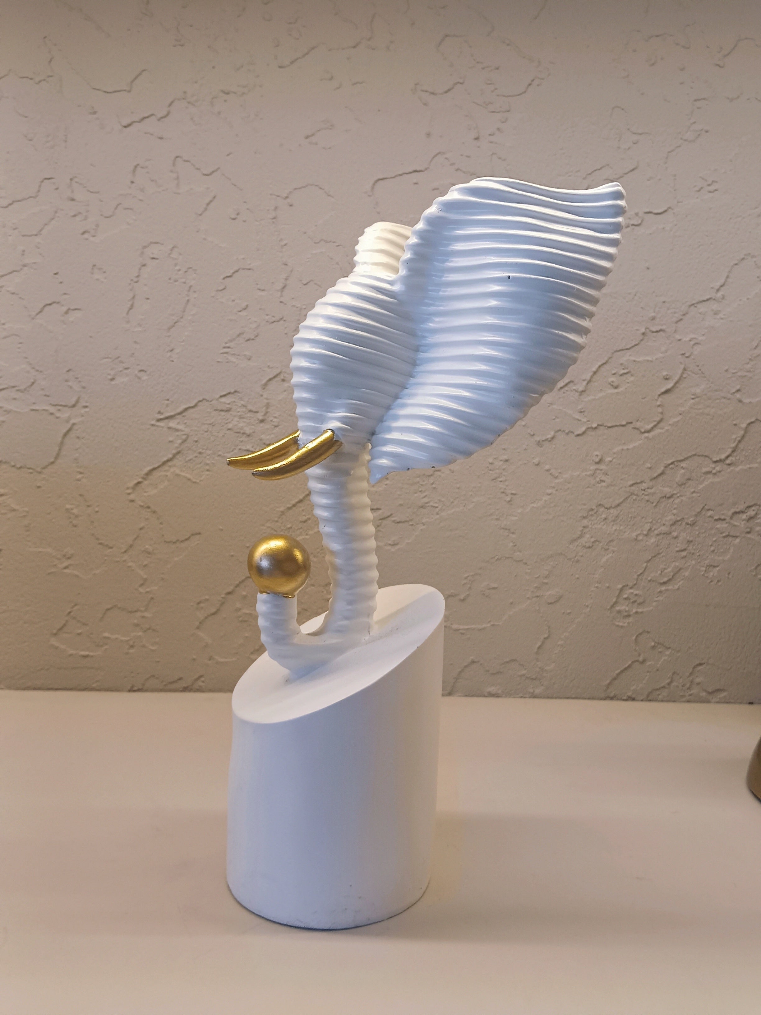 Modern Abstract Sculpture of An Elephant Head Crafted in A Ribbed White Finish