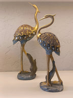 Elegant Pair Of Decorative Crane Sculptures,Symbolizing Grace, Longevity