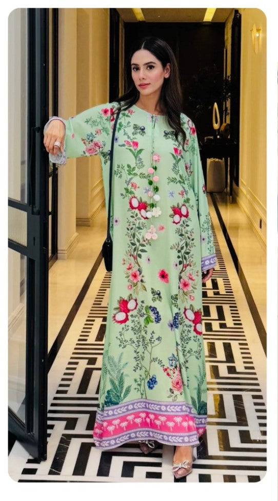 A Pastel Green Ensemble, Available As Both A Short Kurti And A Flowing Maxi Dress